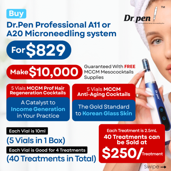 Dr. Pen® A20 Microneedling System With Free Pack of 5 Vials of Prof Hair Mesococktail and Pack of 5 Vials of Prof Antiaging Cocktail - Image 3
