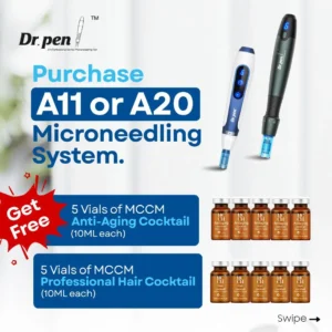 Dr. Pen® A11 Professional Series With Free Pack of 5 Vials of Professional Hair Growth Mesococktail and Pack of 5 Vials of Professional Antiaging Cocktail